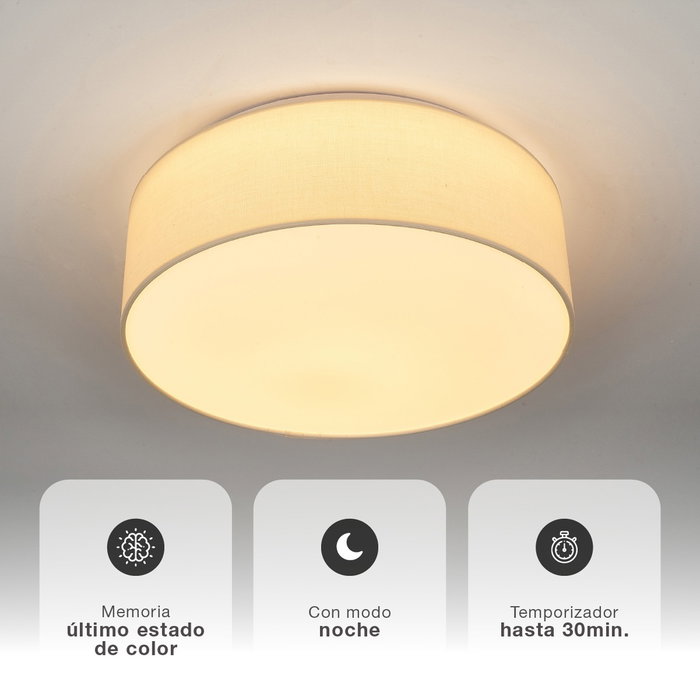 Plafonnier LED Kasker en tissu Beige, 22W, 3000K-6500K réglable