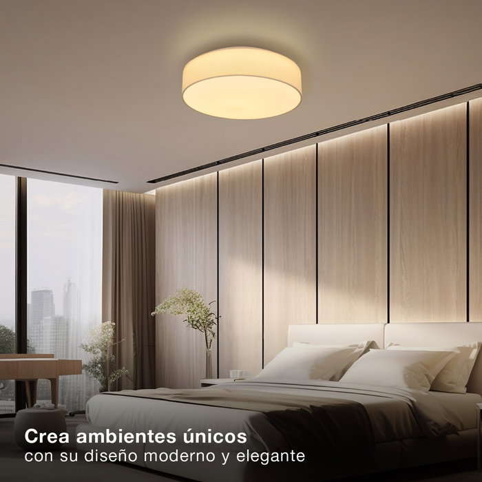 Plafonnier LED Kasker en tissu Beige, 22W, 3000K-6500K réglable