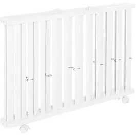 Roba Parc Bébé Pliable Little Stars 75 x 100 cm en Bois Laqué Blanc, Réglable Hauteur, Roues avec Freins, Motif Étoiles - Conforme Norme EN 12227