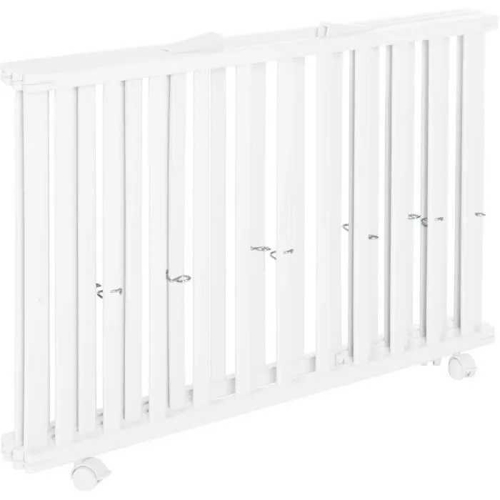 Roba Parc Bébé Pliable Little Stars 75 x 100 cm en Bois Laqué Blanc, Réglable Hauteur, Roues avec Freins, Motif Étoiles - Conforme Norme EN 12227