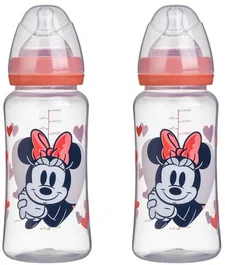 Disney Baby Lot de 2 biberons Minnie Collector 360 ml Tétine en silicone avec débit réglable 3 positions