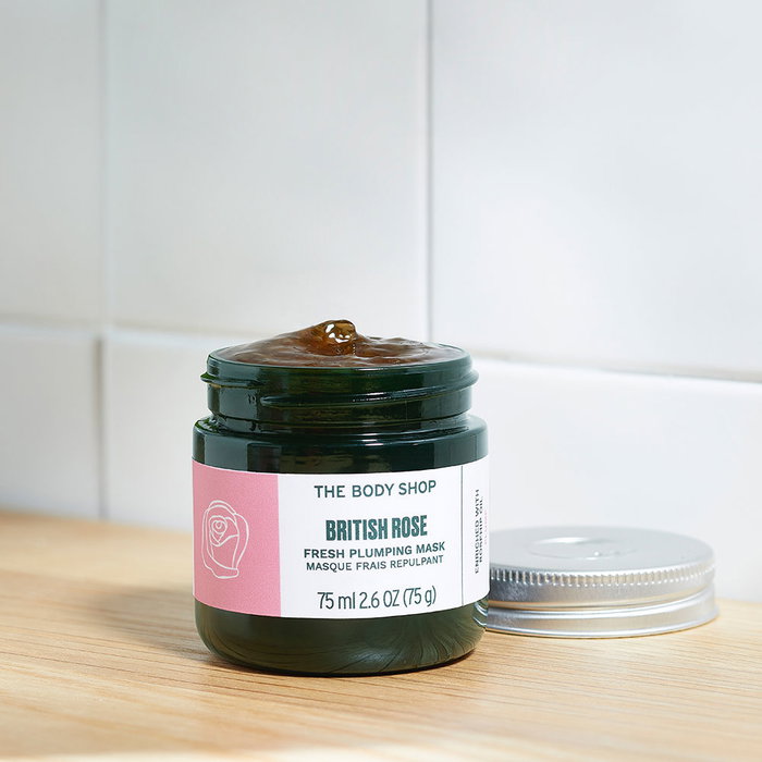 The Body Shop British Rose - Masque repulpant frais en gel à la rose, avec aloe vera bio du commerce équitable - Soin hydratant pour le visage - 75 ml