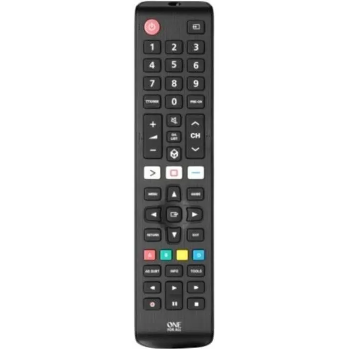 One For All URC4910 Télécommande de remplacement pour télévision Samsung, avec Netflix, commande barre de son et fonction d'apprentissage