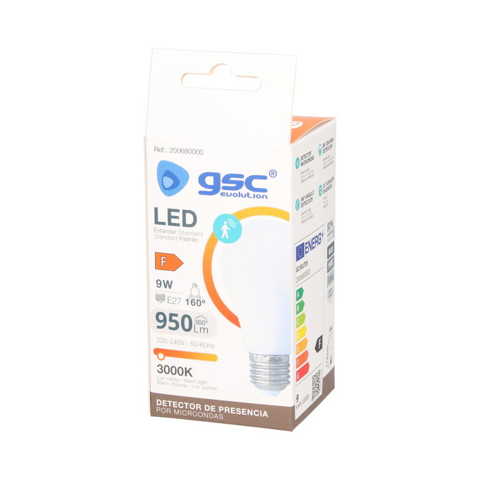 Ampoule LED standard avec capteur de présence 9W E27 3000K
