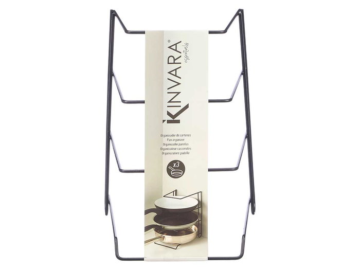 Kinvara Organisateur de poêles noir 22.5x26.5x19.5 cm métal (Set de 24)