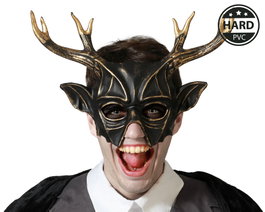 Masque de Cerf Noir avec Astes Dorées