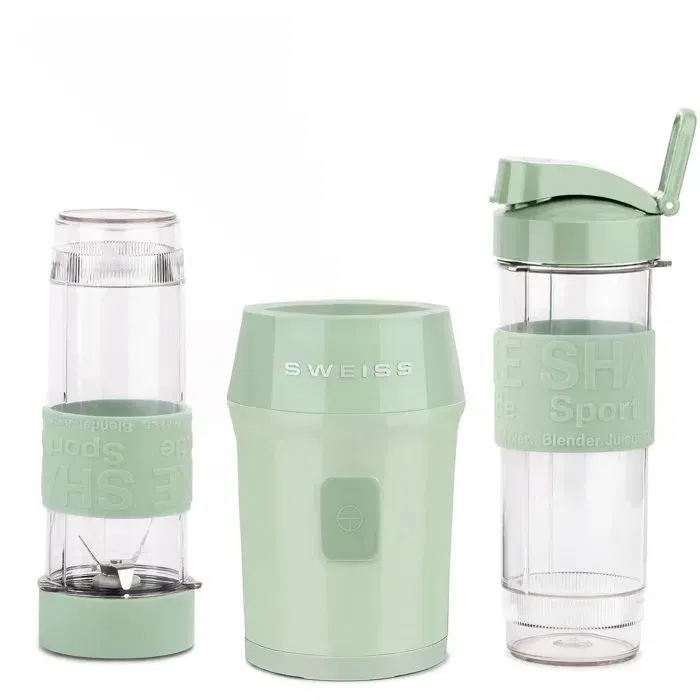 SWEISS - Mini-blender MOOV7, 300 W, 570 ml, 2 gourdes, Vert, Appareil compact pour smoothies maison