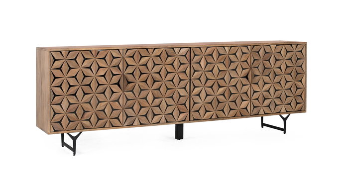 GINER Y COLOMER Buffet en bois de manguier 4 portes 220 cm