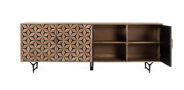 GINER Y COLOMER Buffet en bois de manguier 4 portes 220 cm