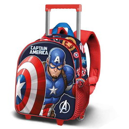 Karactermania Sac à Dos à Roulettes Enfant 3D Captain America Patriot 26 x 13 x 34 cm - Mochila con Ruedas