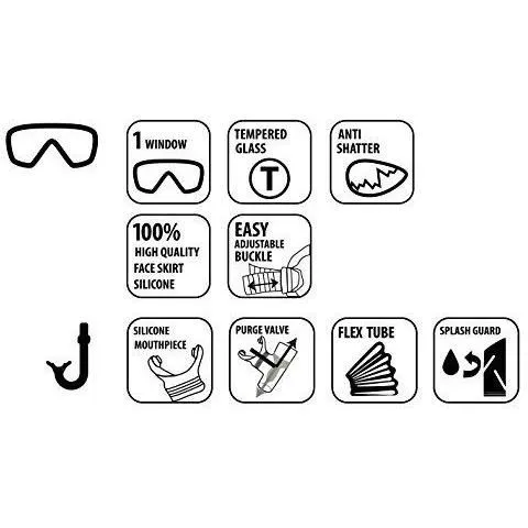 Schildkröt Set de plongée BARBADOS Junior - Tuba et lunettes en silicone de haute qualité avec protection anti-éclaboussures et verre de sécurité