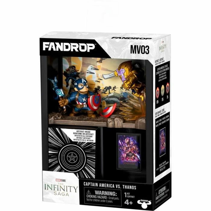Fandrop Captain America vs Thanos - Vitrine avec scène culte, mini affiche et artefact Fandrop Captain America vs Thanos - Vitrine avec scène culte, mini affiche et artefact