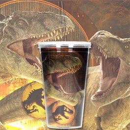 SD TOYS - Verre lenticulaire 3D 50ml avec motif Jurassic Park Dominion, avec bouchon vissable