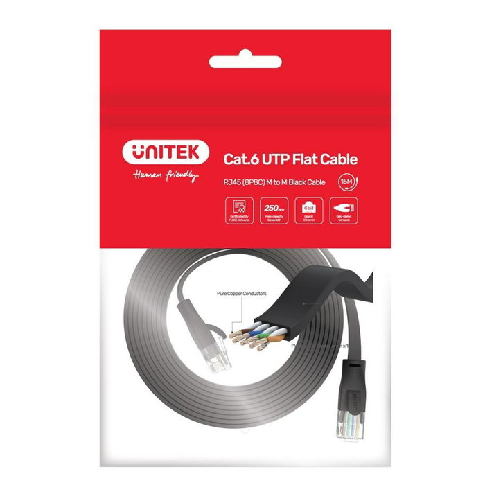 Unitek Câble Réseau Rigide UTP 6ème Catégorie C1811GBK 3 m Noir Unitek Câble Réseau Rigide UTP 6ème Catégorie C1811GBK 3 m Noir
