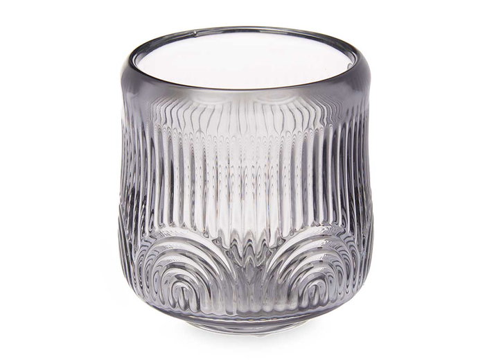 GIFTDECOR Porte-bougie Cercle Rayé Gris