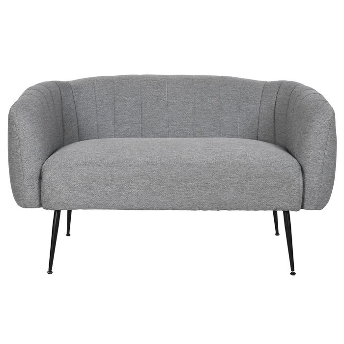 Canapé DKD Home Decor Noir Gris Mousse Bois Métal Velours Scandi 129 x 75 x 73 cm