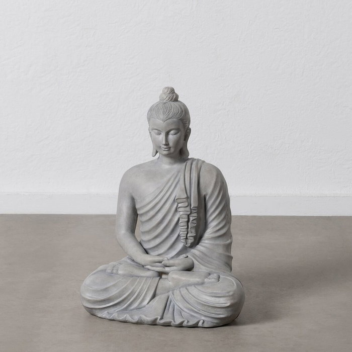 BigBuy Home Figurine Décorative Buda Gris