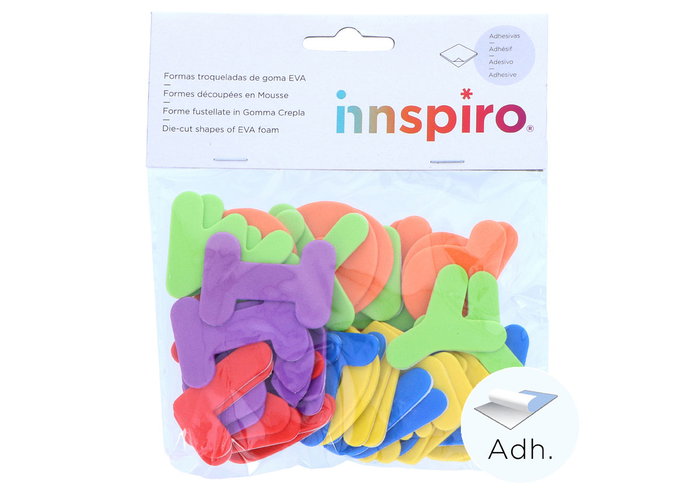 Innspiro Lettres majuscules en mousse EVA adhésive 50mm, 52 unités