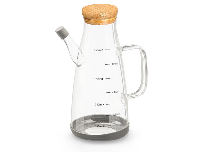 VIVALTO Huilier en Borosilicate 750ml avec Couvercle en Bambou VIVALTO Huilier en Borosilicate 750ml avec Couvercle en Bambou