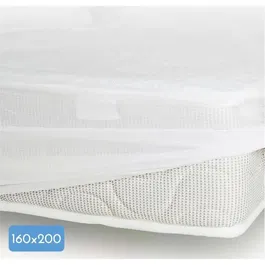 Lovely Home Protège-matelas en Coton 100% Naturel 160 x 200 cm (Ép. max 25 cm), 170 g/m², Blanc, Lavable Machine
