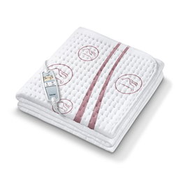 Beurer UB-90 Couverture chauffante électrique individuelle Anti-Allergies - Chauffage corporel et pédestre réglable séparément - 9 niveaux de température - Surface en coton lavable