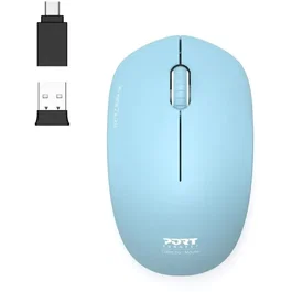 Port Designs Souris sans fil Collection II, 2.4 GHz Bleu azur, Ultra-compacte et silencieuse - 900544