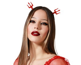 Serre-tête avec cornes rouges et volants pour diablesse
