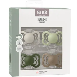Bibs Supreme Sucette bébé Taille 2 - Silicone - Pack de 4 - Sand Sage Hunter Green Dark Oak