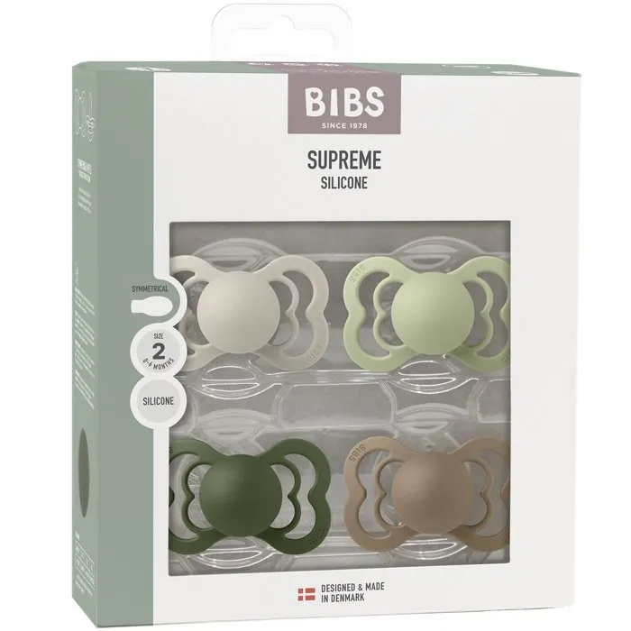 Bibs Supreme Sucette bébé Taille 2 - Silicone - Pack de 4 - Sand Sage Hunter Green Dark Oak Bibs Supreme Sucette bébé Taille 2 - Silicone - Pack de 4 - Sand Sage Hunter Green Dark Oak