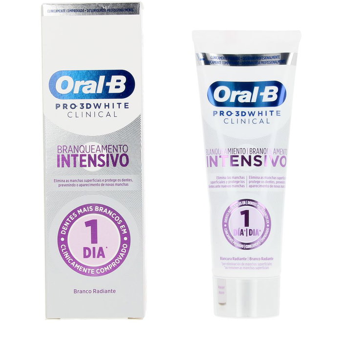 Oral-B Pro-3D White Clinical Dentifrice Blanchissant Intensif PRO-3DWHITE - 75 ml pour des Dents Plus Blanches dès le Premier Jour Oral-B Pro-3D White Clinical Dentifrice Blanchissant Intensif PRO-3DWHITE - 75 ml pour des Dents Plus Blanches dès le Premier Jour