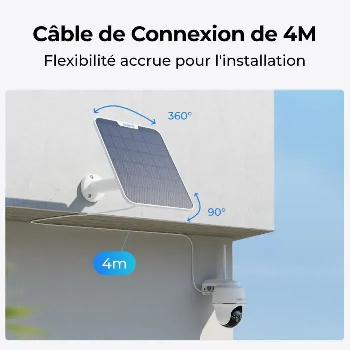 Reolink Panneau Solaire SR3 - 5,8 W - Pour caméras de surveillance extérieure - Compatible USB-C - Blanc - Résistance IP65