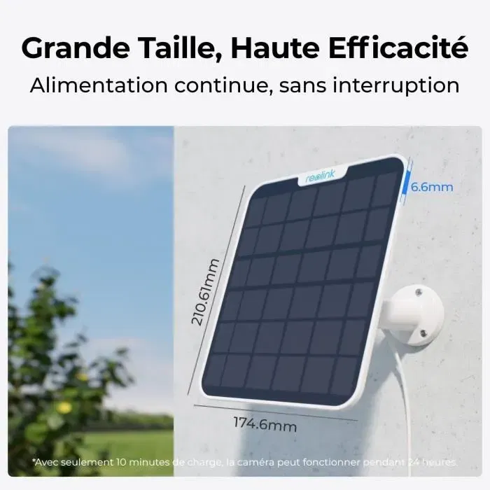 Reolink Panneau Solaire SR3 - 5,8 W - Pour caméras de surveillance extérieure - Compatible USB-C - Blanc - Résistance IP65
