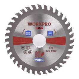 Workpro Disque de scie circulaire TCT pour bois, Ø115 x 22.2 mm x 36 dents, basic, carbure de tungstène, 13000 rpm