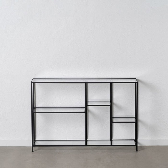 BigBuy Home Étagère Noir Verre Fer 110 x 26 x 74 cm BigBuy Home Étagère Noir Verre Fer 110 x 26 x 74 cm