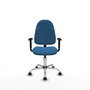 Chaise Algarra Contact permament de base Cuir écologique Bleu clair Structure chromée Accoudoir 1D Sans appui-tête Roulettes en nylon 50 mm