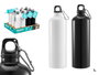 Leknes Bouteille Mousqueton 1000 ml Aluminium Plastique 8 x 26,8 x 8 cm Blanc Noir (Set de 24)