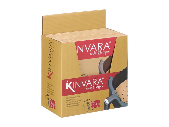 Kinvara Set de 50 Revêtements Ronds pour Friteuse à Air, 21x5x22 cm, Papier Marron (Set de 48)