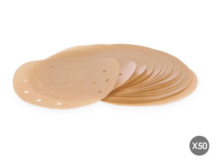 Kinvara Set de 50 Revêtements Ronds pour Friteuse à Air, 21x5x22 cm, Papier Marron (Set de 48)