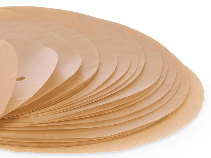Kinvara Set de 50 Revêtements Ronds pour Friteuse à Air, 21x5x22 cm, Papier Marron (Set de 48)
