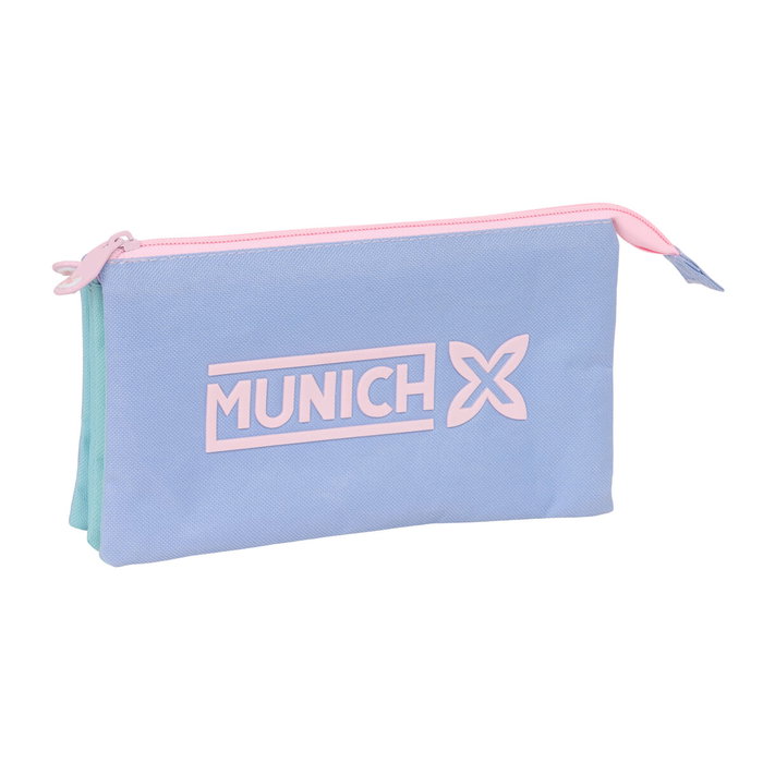 Trousse Fourre-Tout Triple Munich Mellow Bleu Rose Bleu ciel 22 x 12 x 3 cm Trousse Fourre-Tout Triple Munich Mellow Bleu Rose Bleu ciel 22 x 12 x 3 cm