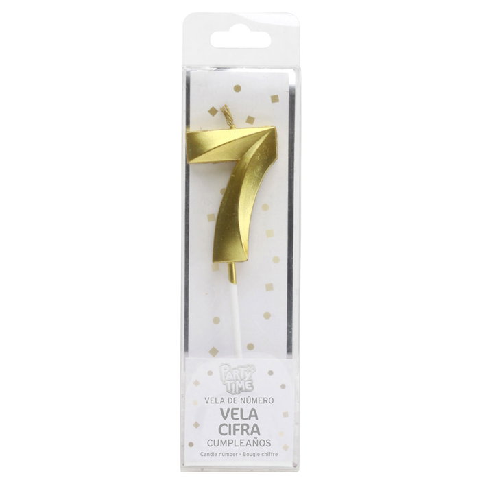 Party Time Bougie Anniversaire Chiffre 7 Or