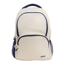 Milan Mochila scolaire 4 fermetures éclair série 1918 25 L beige et bleu marine