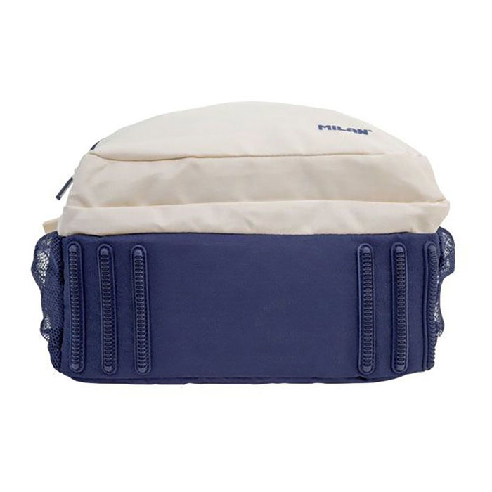Milan Mochila scolaire 4 fermetures éclair série 1918 25 L beige et bleu marine