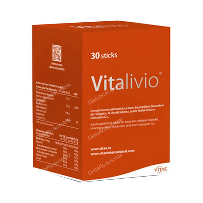 VITAE Vitalivio - Complément alimentaire à base de peptides de collagène, acide hyaluronique et CoQ10 - 30 sticks VITAE Vitalivio - Complément alimentaire à base de peptides de collagène, acide hyaluronique et CoQ10 - 30 sticks