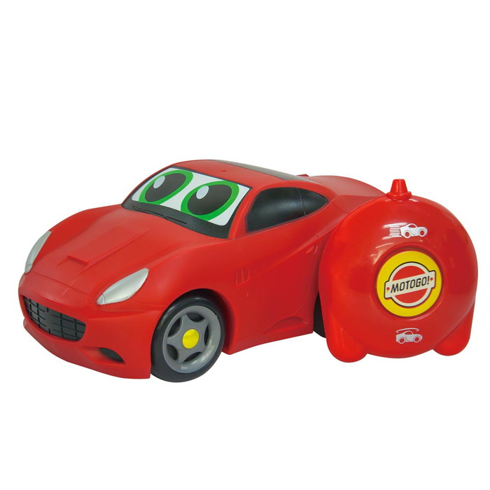 TACHAN - Voiture de course RC rouge en gomme avec télécommande à 2 boutons - Jouet pour améliorer la coordination - Recommandé à partir de 18 mois