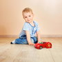 TACHAN - Voiture de course RC rouge en gomme avec télécommande à 2 boutons - Jouet pour améliorer la coordination - Recommandé à partir de 18 mois