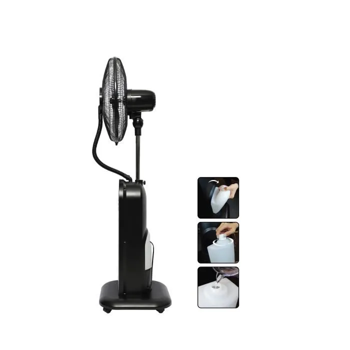 Oceanic - Ventilateur brumisateur sur pied avec ioniseur d'air - Télécommande - Minuterie 8h - 3 vitesses - Ø40 cm - 95W - Affichage LED