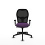 Chaise Alocén Synchro 3 positions tissu Pourpre Maille Noir Base pyramidale noire Accoudoir 1D Sans appui-tête Roulettes 65mm pour moquette