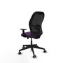 Chaise Alocén Synchro 3 positions tissu Pourpre Maille Noir Base pyramidale noire Accoudoir 1D Sans appui-tête Roulettes 65mm pour moquette