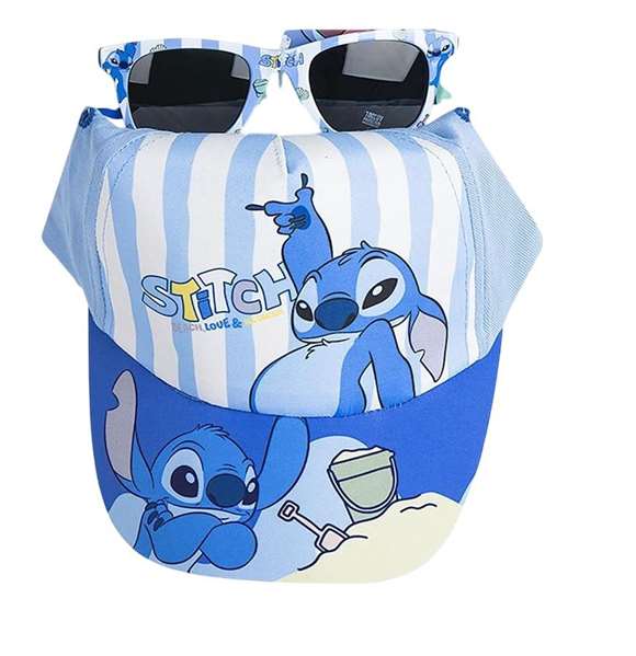 Cerdà Casquette et Lunettes de Sol Stitch Taille 53 cm - Blue - Recommandé à partir de 3 ans